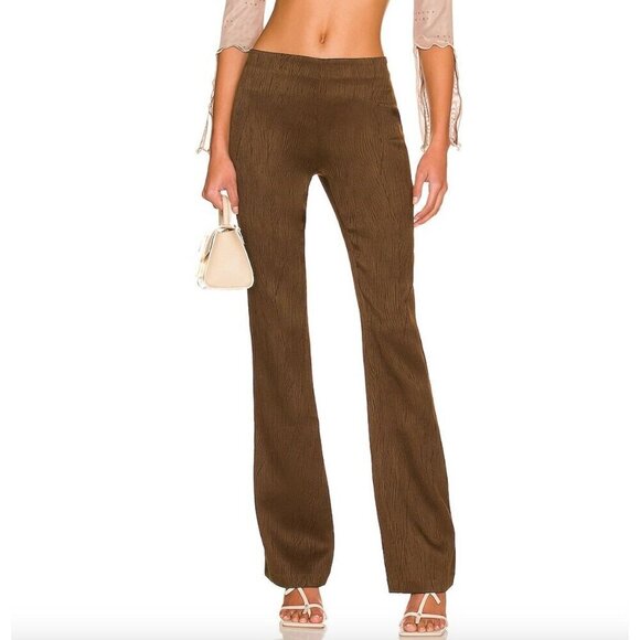 h:ours Pants - h:ours Neri Pant in Brown Flare Pull On Textured Size XXS Going Out Revolve